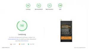 Page Speed Test der JSH - ein Teil unseres technischen Audits